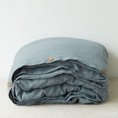 Blue fog washed linen duvet cover Linen Tales