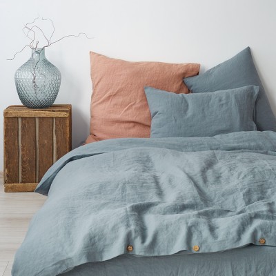 Copripiumino in lino blu nebbia Linen Tales 2