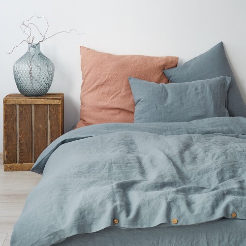 Copripiumino in lino blu nebbia Linen Tales