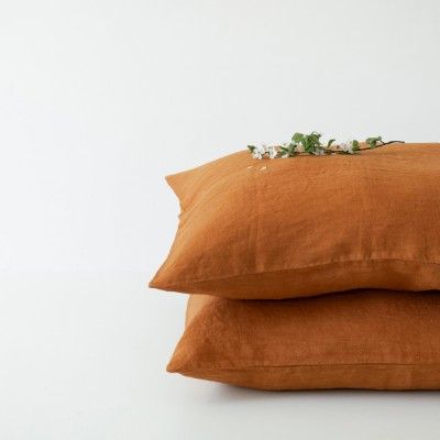 Almond linen pillow case