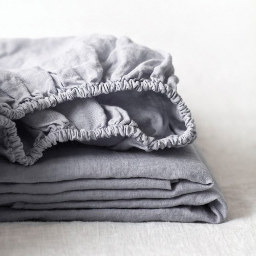 Drap-housse en lin Gris clair Linen Tales