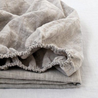 Melange fitted washed linen bed sheet Linen Tales