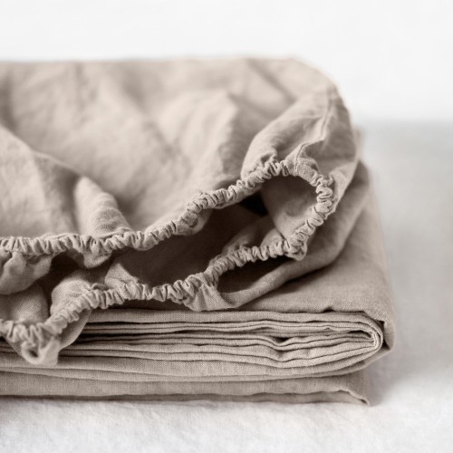 Portobello fitted washed linen bed sheet Linen Tales