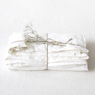 White washed linen bed sheet