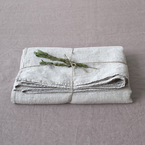 Melange washed linen bed sheet Linen Tales