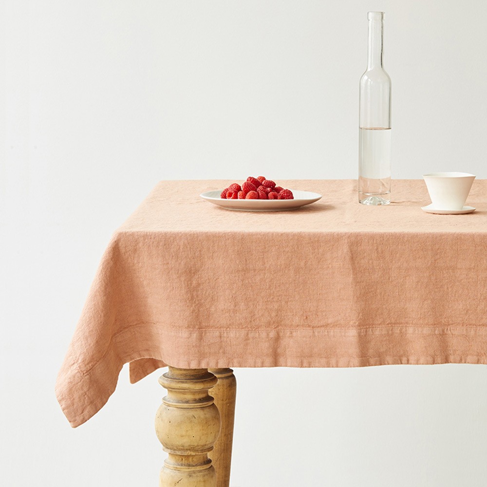 Cafe creme washed linen tablecloth Linen Tales