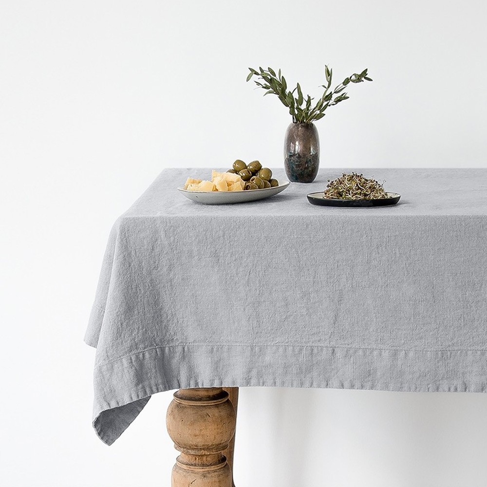 Light grey washed linen tablecloth Linen Tales