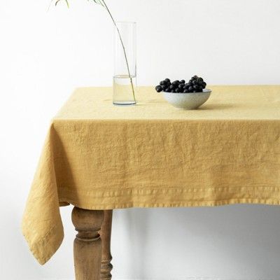 Honey washed linen tablecloth