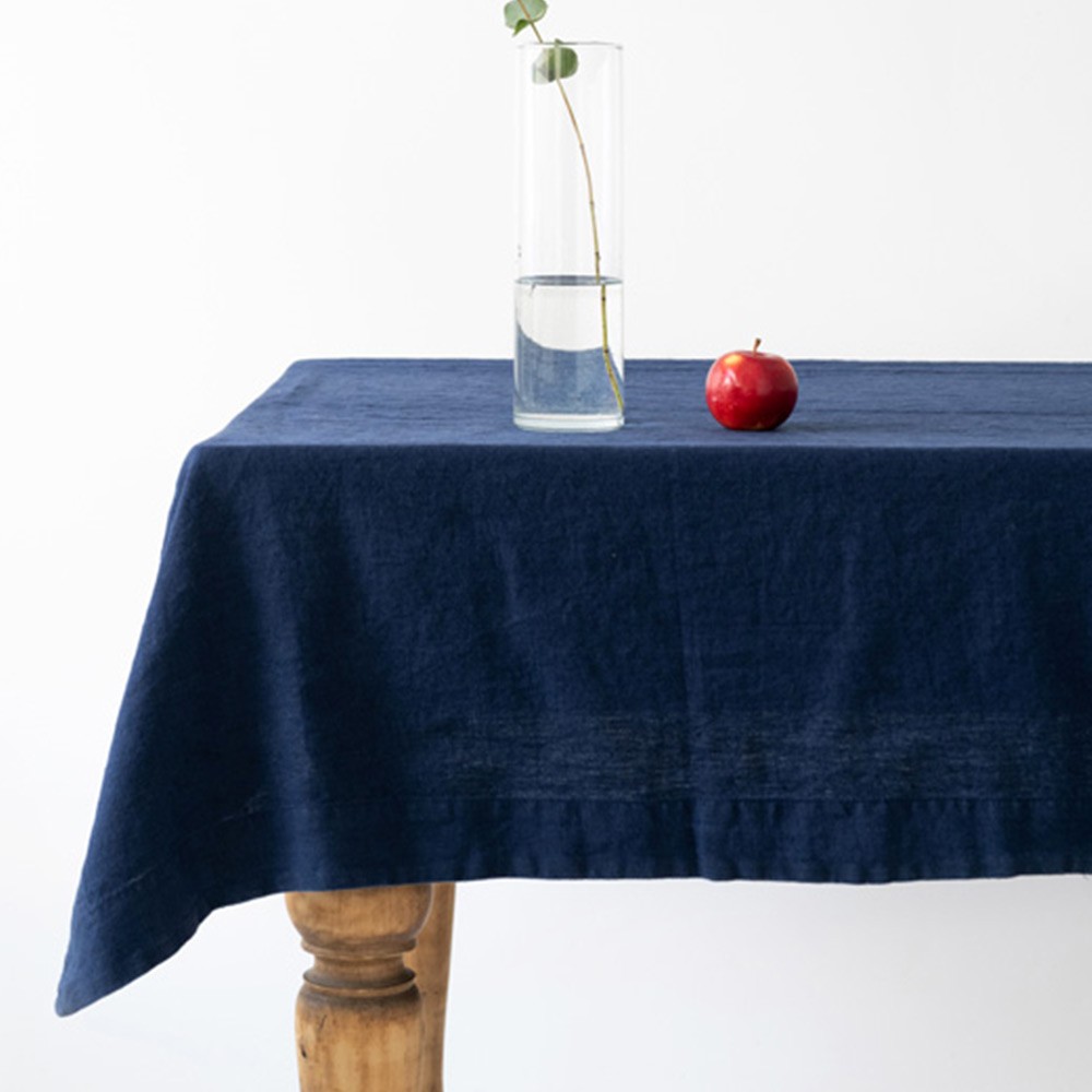 Navy washed linen tablecloth Linen Tales
