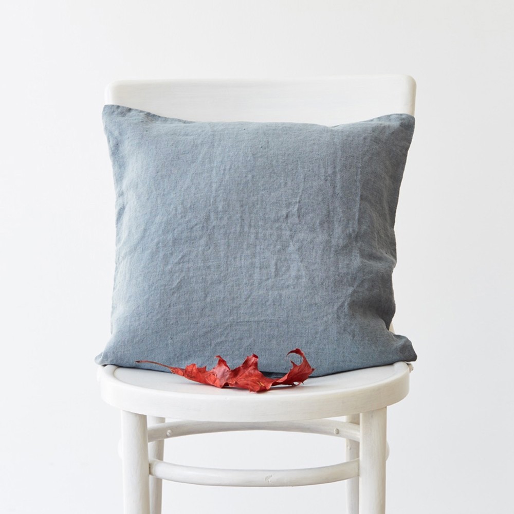 Blue fog washed linen cushion cover Linen Tales