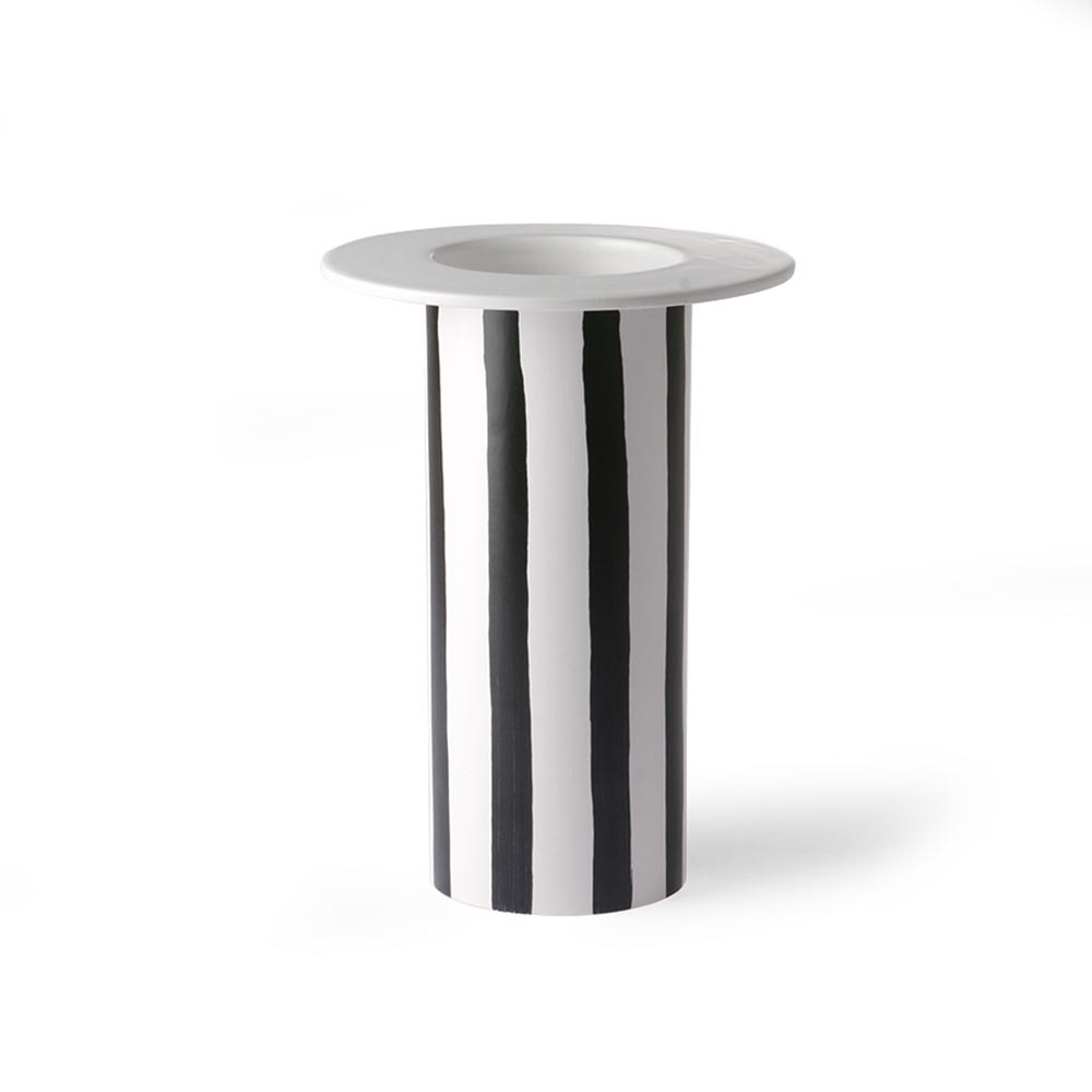 Vase en céramique rayé noir et blanc HKliving