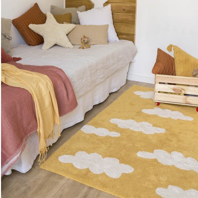 Washable Rug clouds mustard Lorena Canals