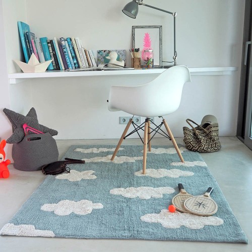 Tapis lavable Clouds bleu vintage Lorena Canals