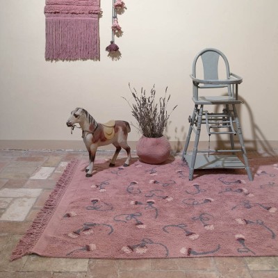 Alfombra lavable jardín inglés rosa palo Lorena Canals 2