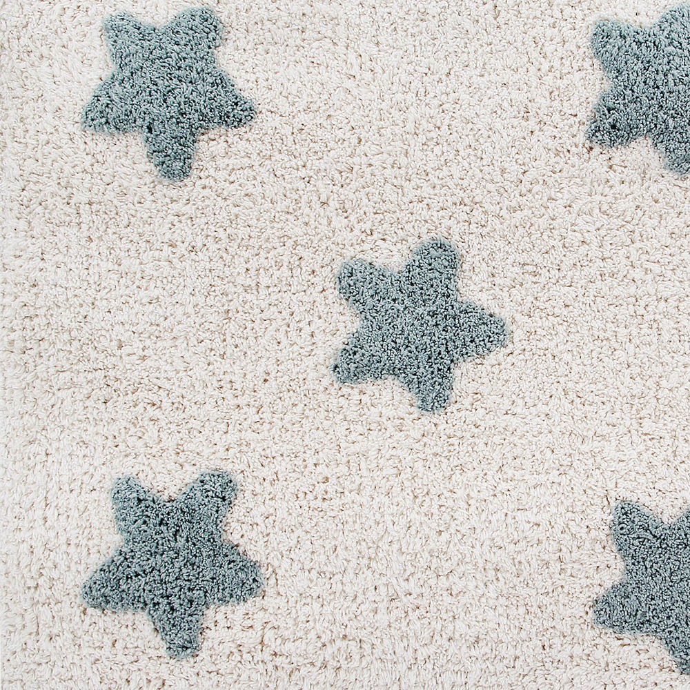 Washable rug Stars natural vintage blue Lorena Canals