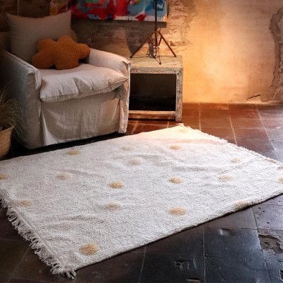 Tapis lavable Hippy Dots naturel & miel Lorena Canals