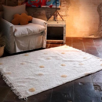 Waschbarer Teppich Hippy Dots natürlich & Honig Lorena Canals