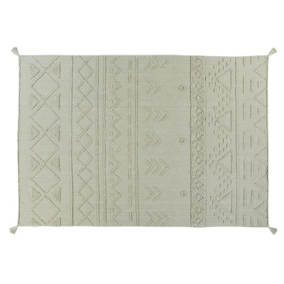 Wasbaar vloerkleed Tribu olijfgroen M Lorena Canals 2