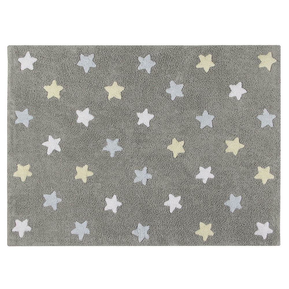 Washable Rug tricolor Stars grey & blue Lorena Canals