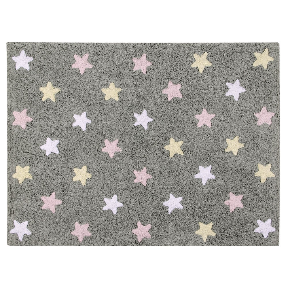 Washable Rug tricolor Stars grey & pink Lorena Canals