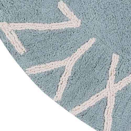 Wasbaar vloerkleed ABC blauw & naturel rond Lorena Canals