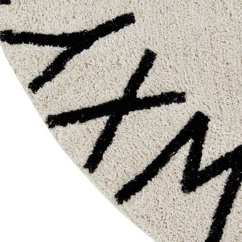 Waschbarer Teppich ABC natur & schwarz rund Lorena Canals