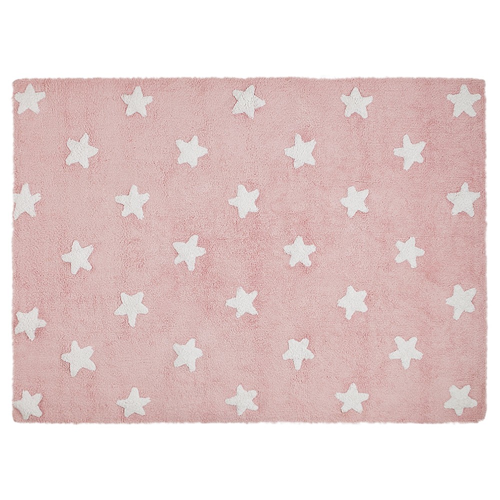 Wasbaar vloerkleed Stars roze & wit Lorena Canals