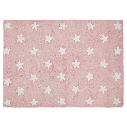 Tapis lavable Étoiles rose & blanc Lorena Canals