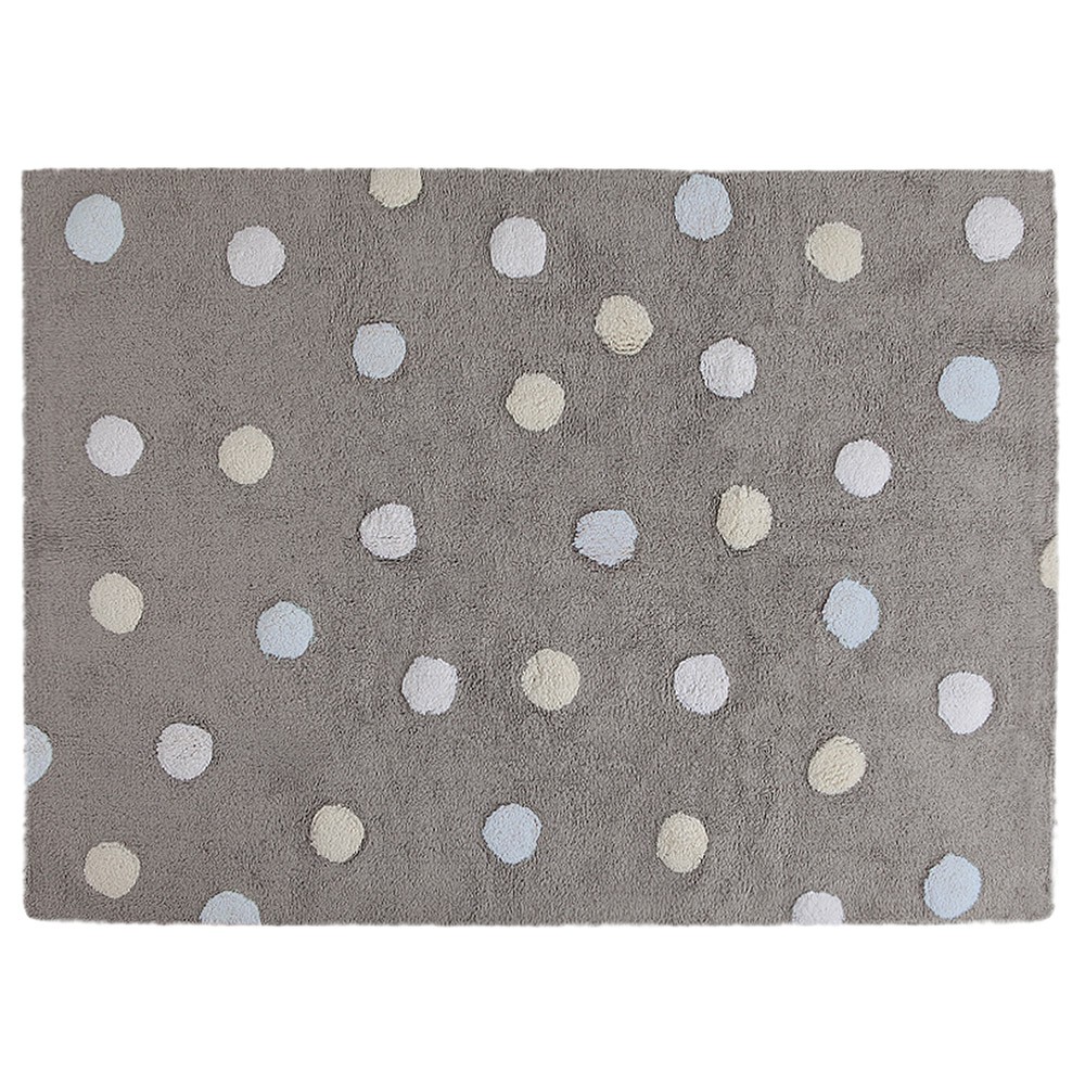Washable tricolor polka dot grey & blue rug Lorena Canals