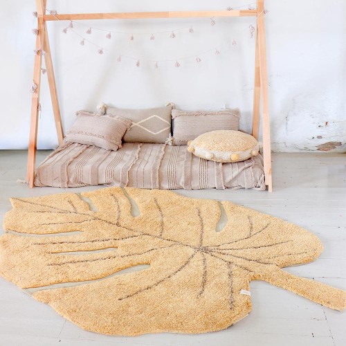 Waschbarer Teppich Monstera Honig Lorena Canals
