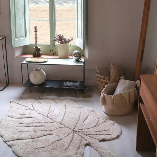 Wasbaar vloerkleed Monstera naturel Lorena Canals