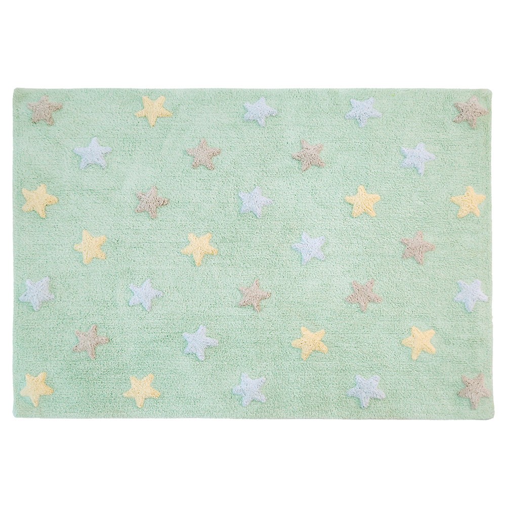 Waschbarer Teppich Tricolor Stars Mintgrün Lorena Canals