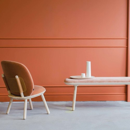 Naïve bench ash & terracotta velvet 140cm
