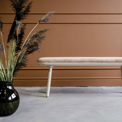 Banc Naïve frêne & velours terracotta 140cm Emko