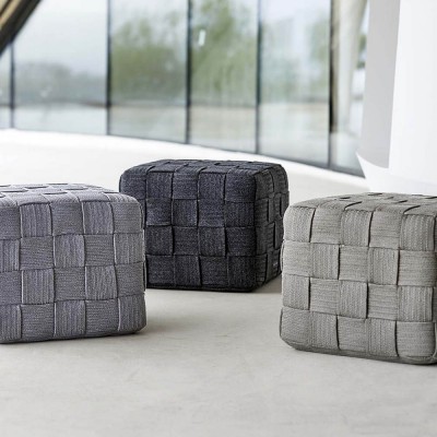 Cube footstool light grey