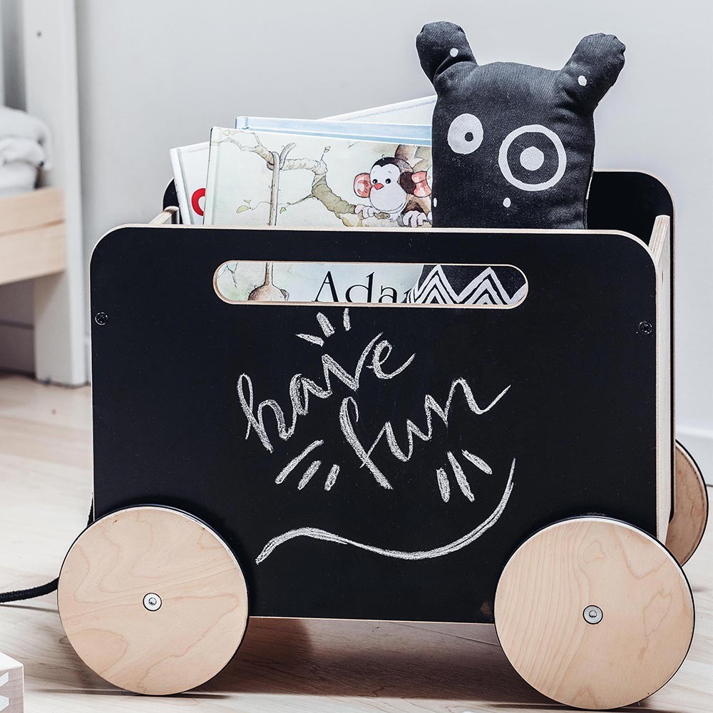 Toy chest on wheels blackboard sides