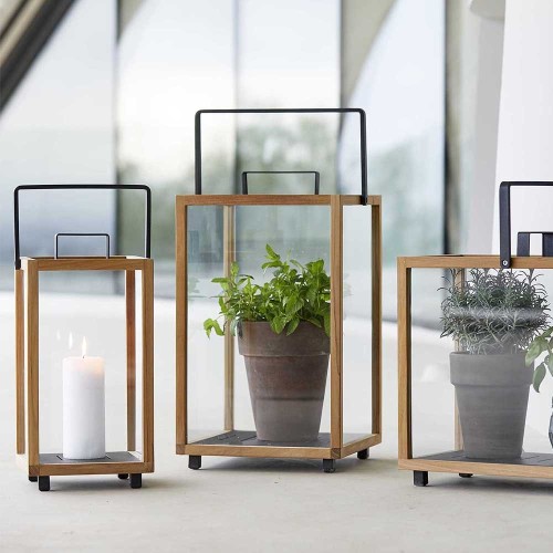 Lantern large teak & aluminium
