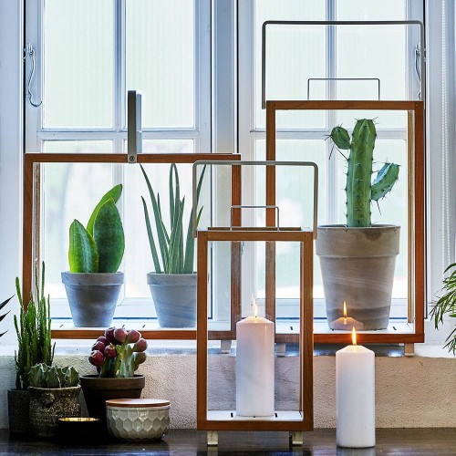 Rechthoekige lantaarn vuurtoren teak & zwart aluminium Cane-line