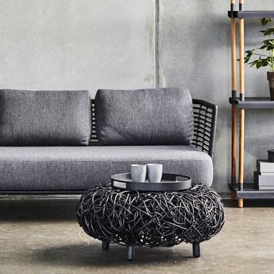 Poggiapiedi Loop in rattan nero Cane-line 2