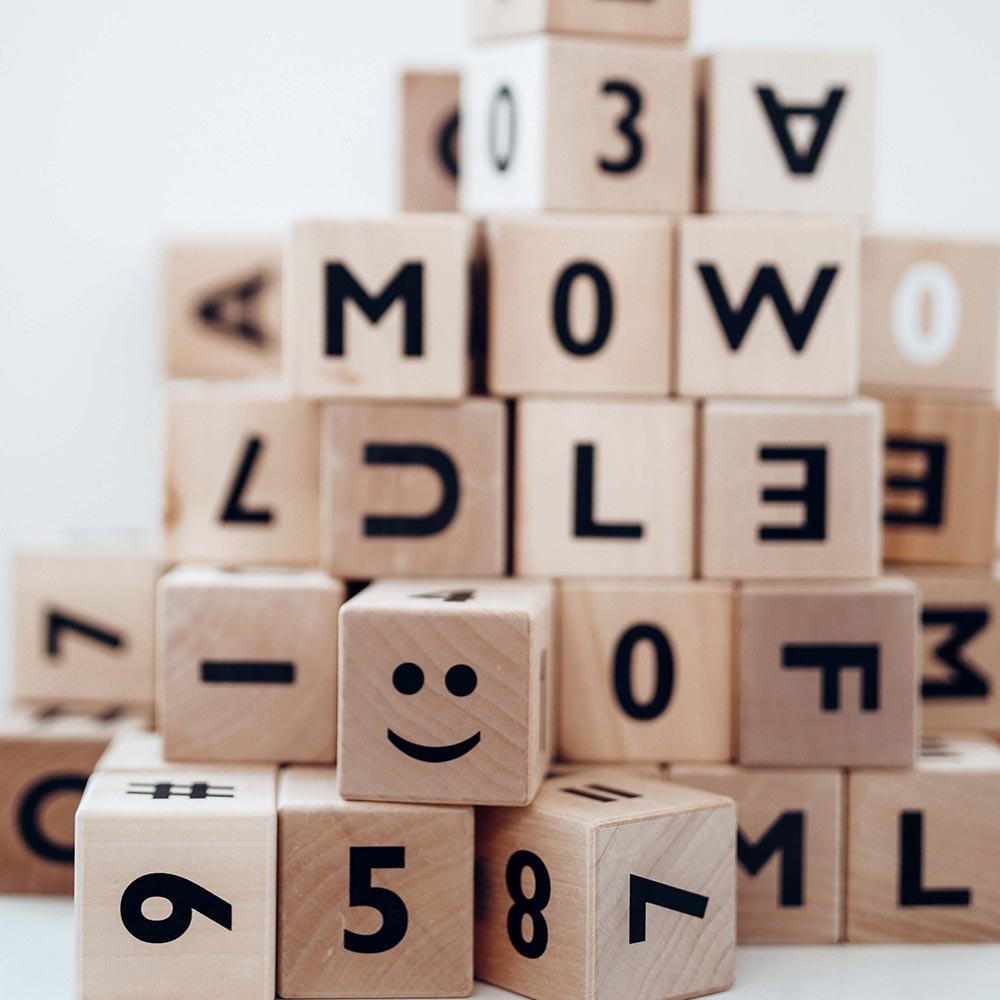 Wooden alphabet blocks black