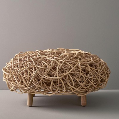 Loop footstool rotin natural Cane line