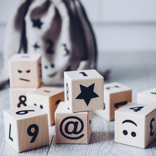 Wooden math blocks black