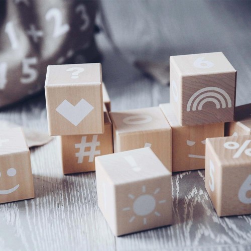 Wooden math blocks white