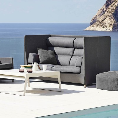 Canape 2 Places Dossier Haut Diamond Gris Cane Line