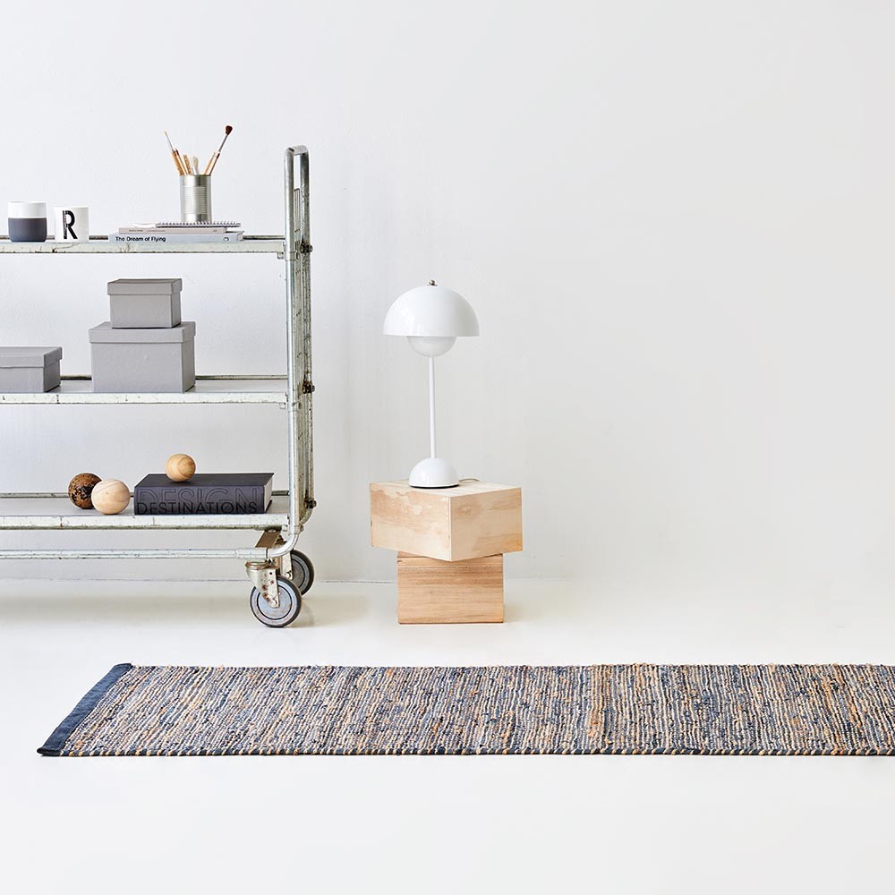 Jute & leather Graphite rug Rug Solid