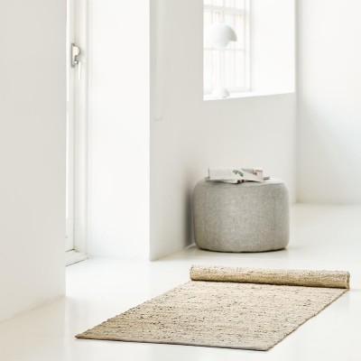 Tapis Leather Beige Rug Solid