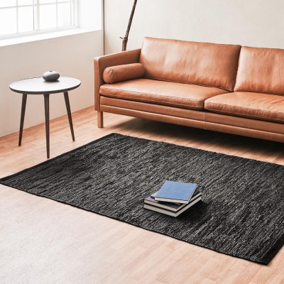 Tapis Leather noir Rug Solid