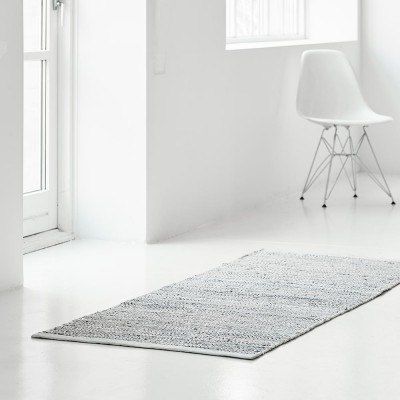 Leren vloerkleed lichtgrijs Rug Solid