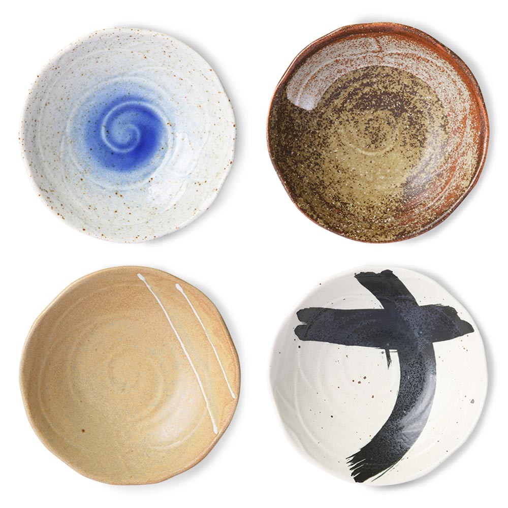 Shallow japanese bowls Kyoto ceramics (set of 4) HKliving
