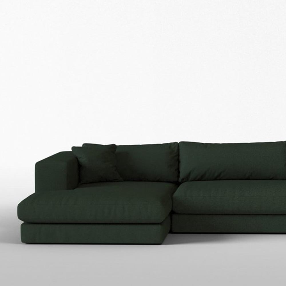 Corner sofa Bellechasse felted wool Olive L Panac